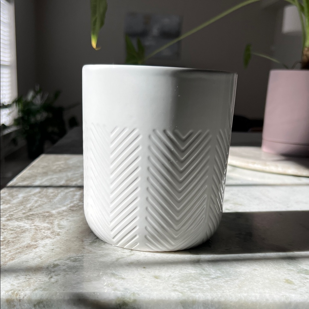 White Textured Ceramic Planter